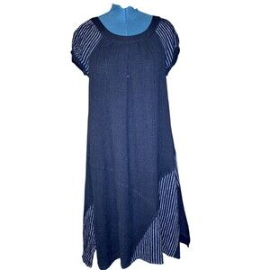 ANIMALE 97% Linen 3% Nylon Lagenlook Gauzy Oversized Sharkbite Dress Size 8